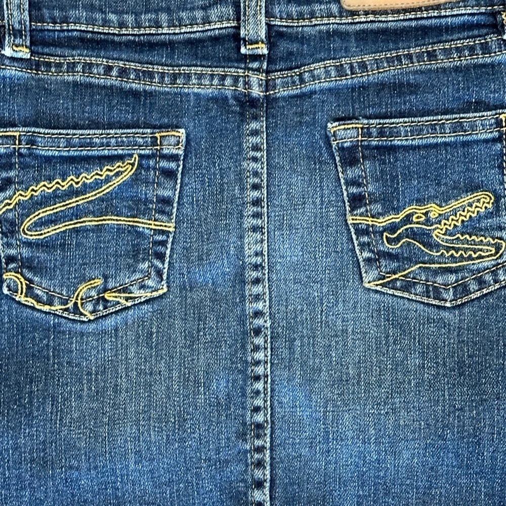 New! Lacoste Girls 8 Denim Jean Skirt with Alligator Detailing on Back Pockets - Picture 3 of 9